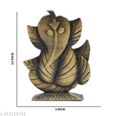 Metal Ganesh idol statue, PV Lord GaneshJi figure for religious home decor or car dashboard, 2" x 2.5" x 2". Indian-made spiritual symbol for Pooja room, table, or showpiece decoration